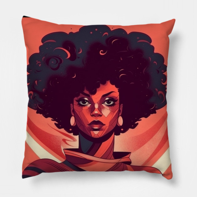 African Queen, Afro Superhero, Female Warrior, Black History Pillow by logiamerch