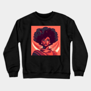 African Queen, Afro Superhero, Female Warrior, Black History Crewneck Sweatshirt