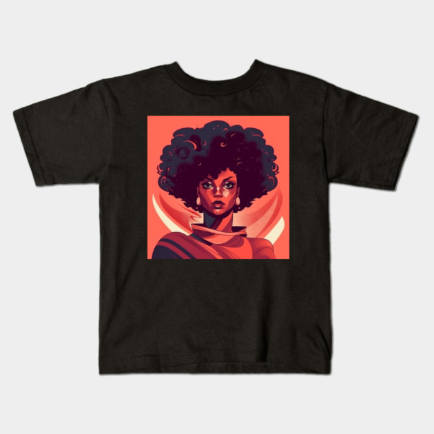 African Queen, Afro Superhero, Female Warrior, Black History Kids T-Shirt by logiamerch