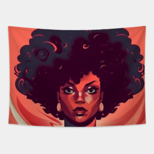 African Queen, Afro Superhero, Female Warrior, Black History Tapestry