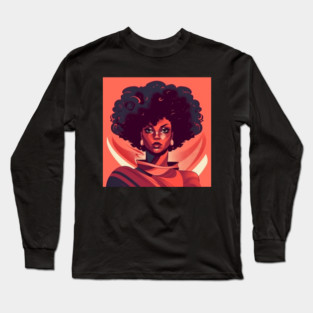 African Queen, Afro Superhero, Female Warrior, Black History Long Sleeve T-Shirt