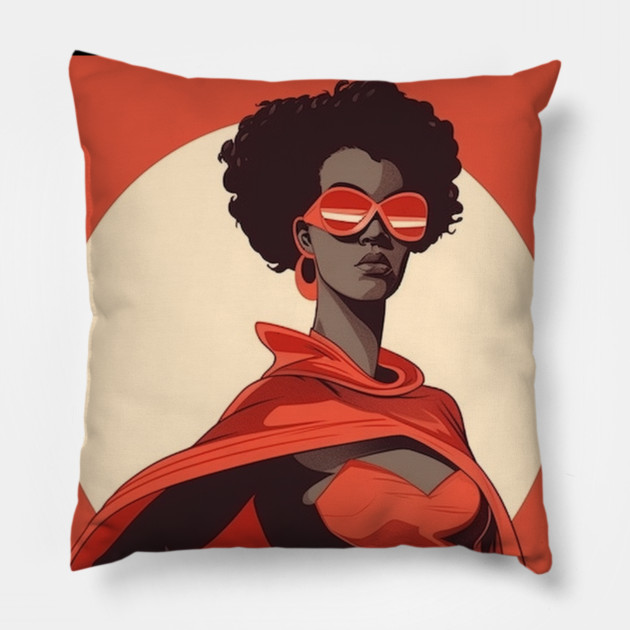 African Queen, Afro Superhero, Female Warrior, Black History Pillow by logiamerch