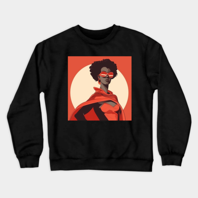 African Queen, Afro Superhero, Female Warrior, Black History Crewneck Sweatshirt by logiamerch