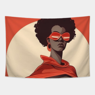 African Queen, Afro Superhero, Female Warrior, Black History Tapestry