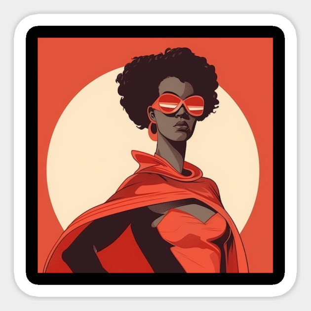 African Queen, Afro Superhero, Female Warrior, Black History Sticker by logiamerch