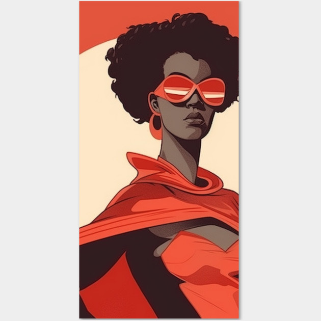 African Queen, Afro Superhero, Female Warrior, Black History Wall Art by logiamerch