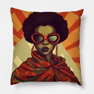 African Queen, Afro Superhero, Female Warrior, Black History Pillow