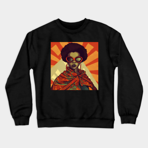 African Queen, Afro Superhero, Female Warrior, Black History Crewneck Sweatshirt by logiamerch