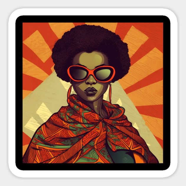 African Queen, Afro Superhero, Female Warrior, Black History Sticker by logiamerch