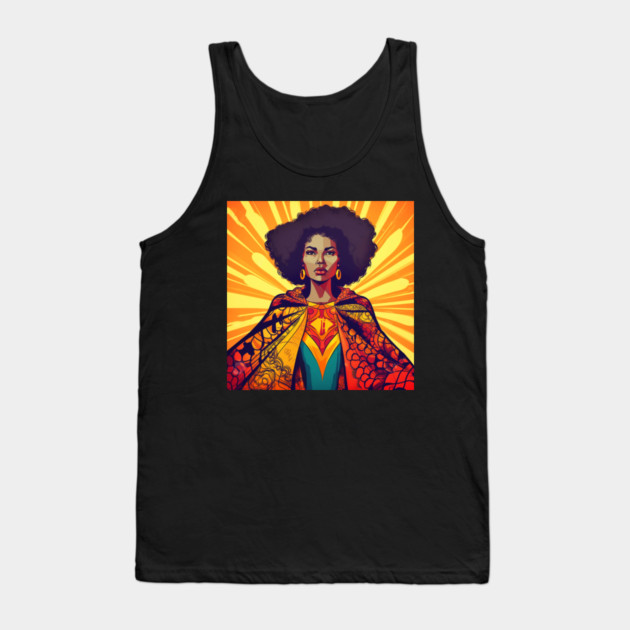 African Queen, Afro Superhero, Female Warrior, Black History Tank Top by logiamerch