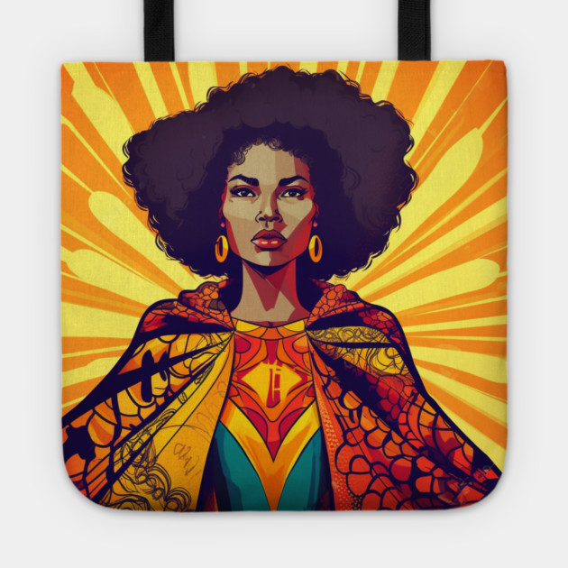 African Queen, Afro Superhero, Female Warrior, Black History Tote by logiamerch