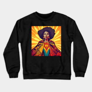 African Queen, Afro Superhero, Female Warrior, Black History Crewneck Sweatshirt