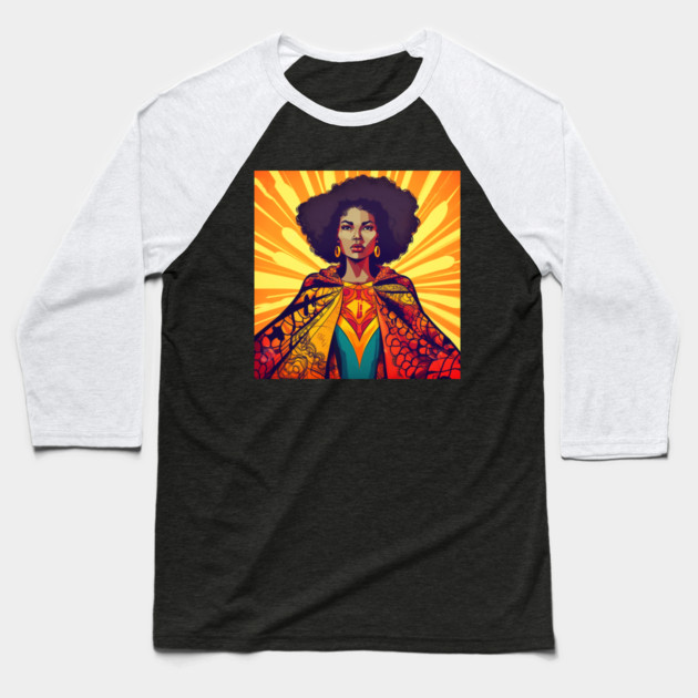 African Queen, Afro Superhero, Female Warrior, Black History Baseball T-Shirt by logiamerch