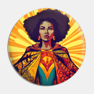 African Queen, Afro Superhero, Female Warrior, Black History Pin