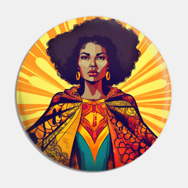 African Queen, Afro Superhero, Female Warrior, Black History Pin by logiamerch