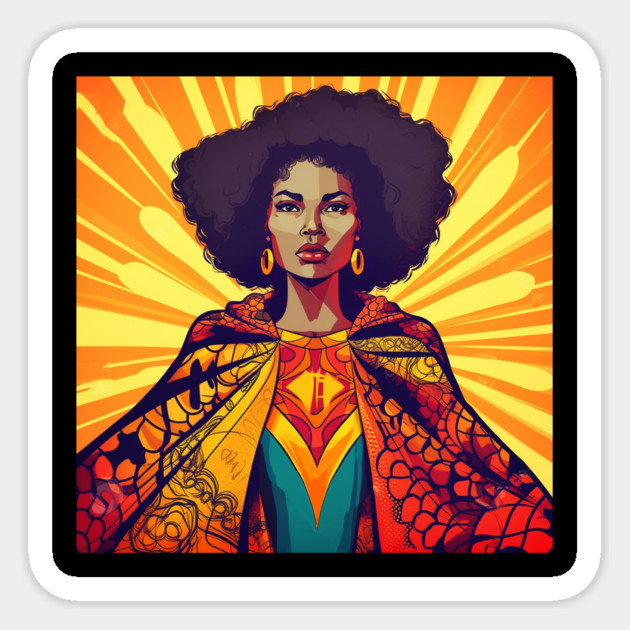 African Queen, Afro Superhero, Female Warrior, Black History Sticker by logiamerch