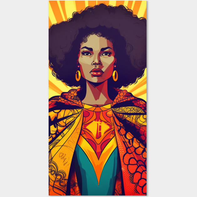 African Queen, Afro Superhero, Female Warrior, Black History Wall Art by logiamerch