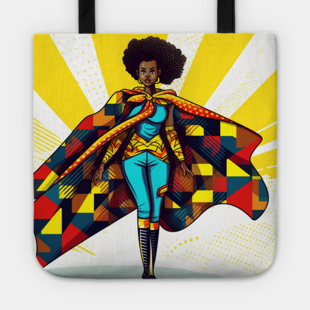 African Queen, Afro Superhero, Female Warrior, Black History Tote by logiamerch
