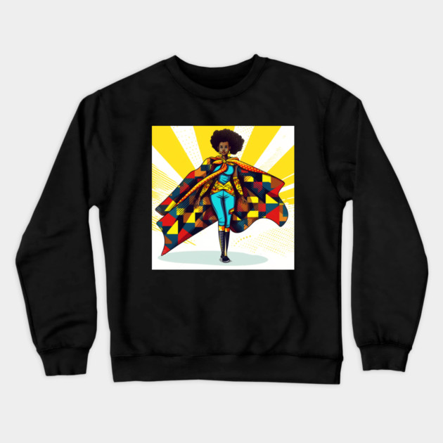 African Queen, Afro Superhero, Female Warrior, Black History Crewneck Sweatshirt by logiamerch