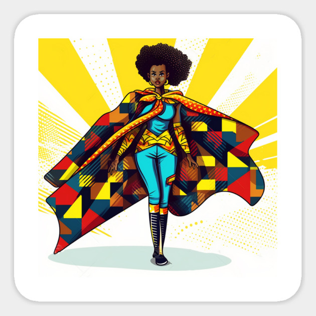 African Queen, Afro Superhero, Female Warrior, Black History Sticker by logiamerch