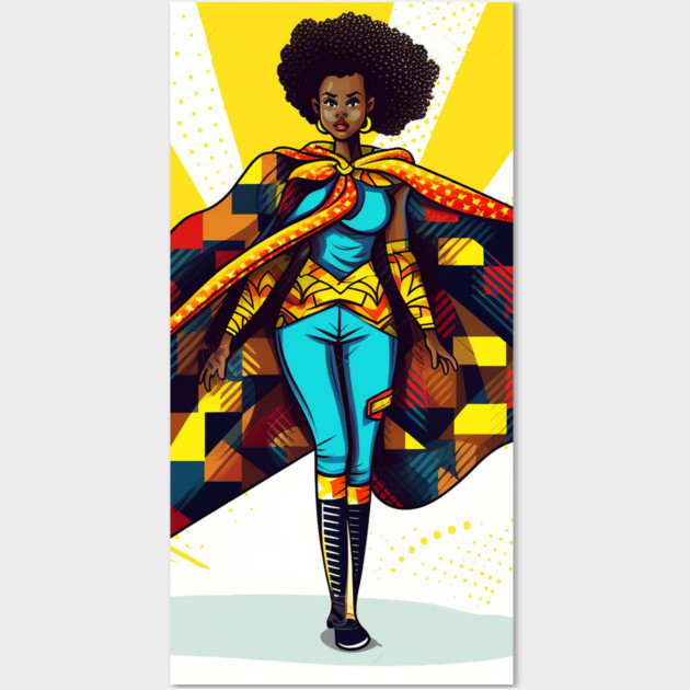 African Queen, Afro Superhero, Female Warrior, Black History Wall Art by logiamerch