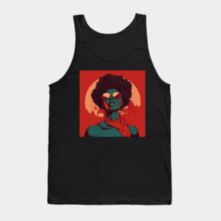 African Queen, Afro Superhero, Female Warrior, Black History Tank Top