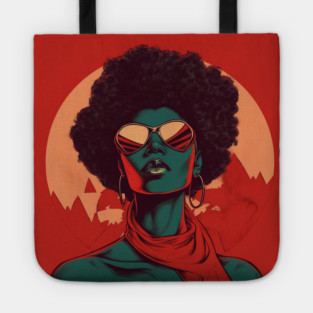 African Queen, Afro Superhero, Female Warrior, Black History Tote