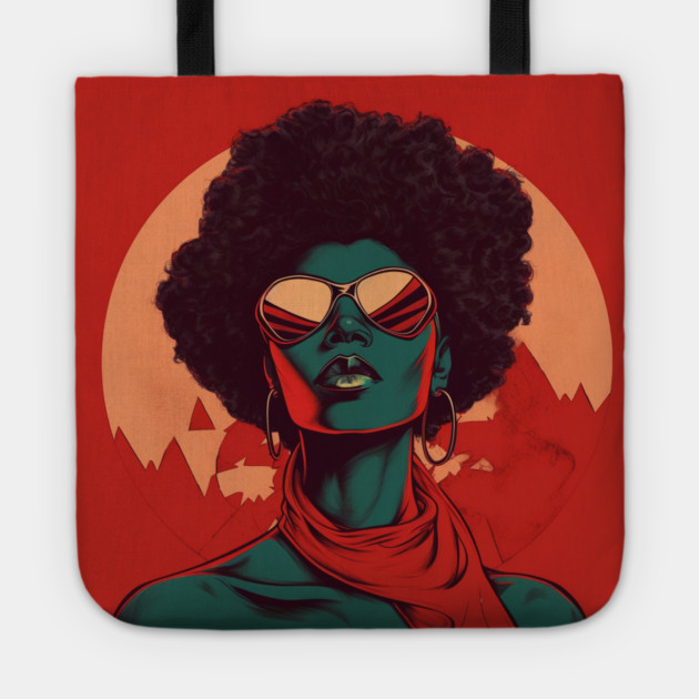 African Queen, Afro Superhero, Female Warrior, Black History Tote by logiamerch