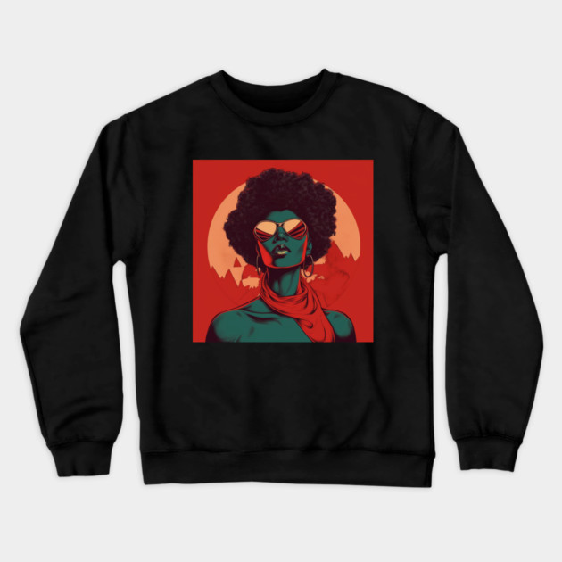 African Queen, Afro Superhero, Female Warrior, Black History Crewneck Sweatshirt by logiamerch
