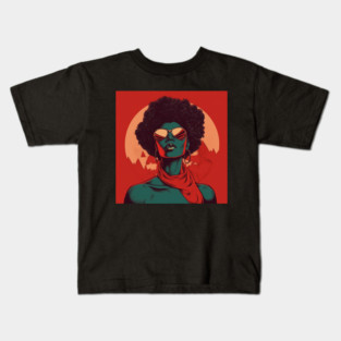 African Queen, Afro Superhero, Female Warrior, Black History Kids T-Shirt