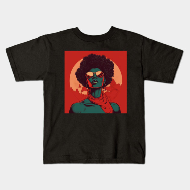 African Queen, Afro Superhero, Female Warrior, Black History Kids T-Shirt by logiamerch