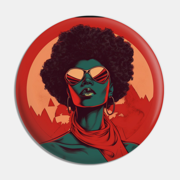 African Queen, Afro Superhero, Female Warrior, Black History Pin by logiamerch