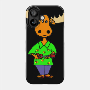 Cute Moose Playing Ukulele Cartoon Phone Case