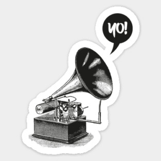 Gramophone 'Yo!' Illustration - Retro 80s/90s Hip Hop Design for Rap Fans Sticker