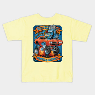 Classic Sixties Muscle Car Parts & Service Cartoon Kids T-Shirt