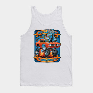 Classic Sixties Muscle Car Parts & Service Cartoon Tank Top