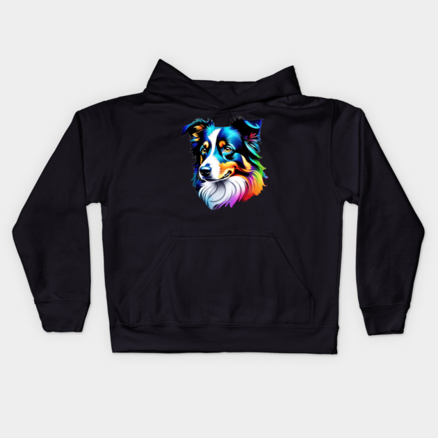 Surrealism art style dog, vibrant, calm brown eyes #3 Kids Hoodie by BirdsnStuff