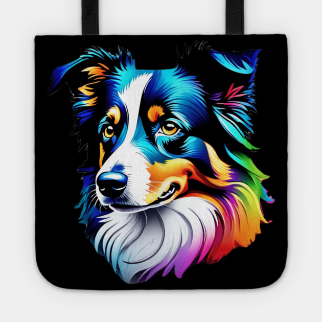 Surrealism art style dog, vibrant, calm brown eyes #3 Tote by BirdsnStuff