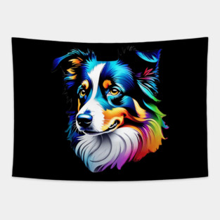 Surrealism art style dog, vibrant, calm brown eyes #3 Tapestry