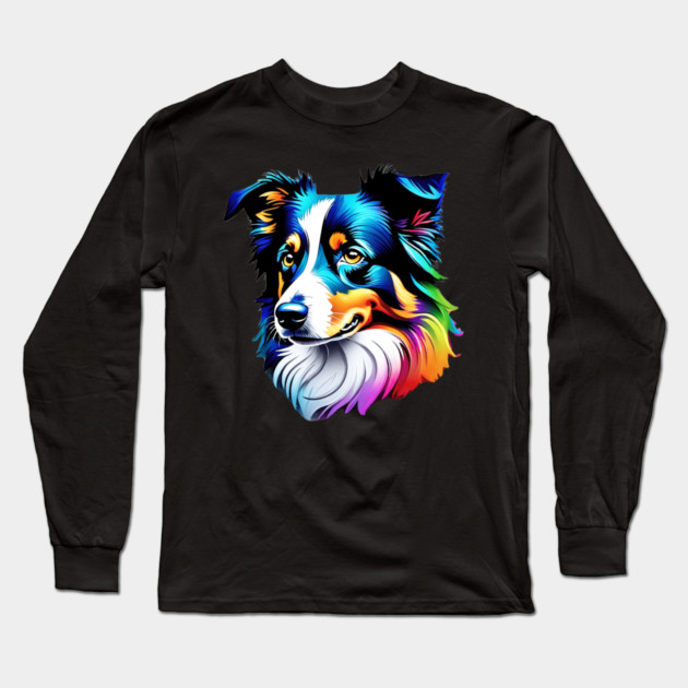 Surrealism art style dog, vibrant, calm brown eyes #3 Long Sleeve T-Shirt by BirdsnStuff