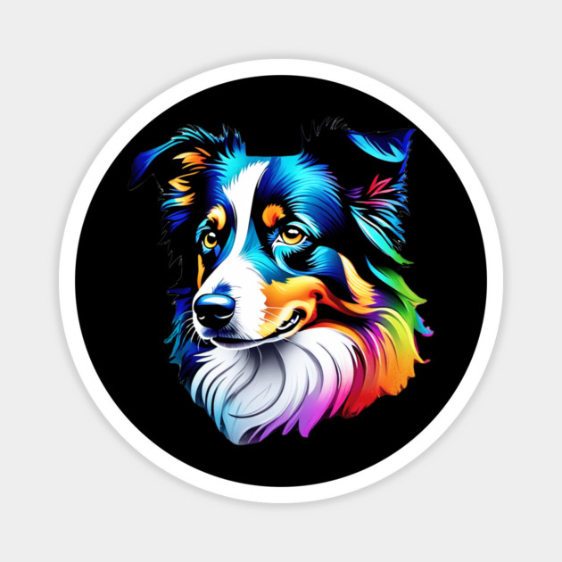 Surrealism art style dog, vibrant, calm brown eyes #3 Magnet by BirdsnStuff