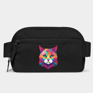 Geometrical Cat, vibrant with blue eyes Bag