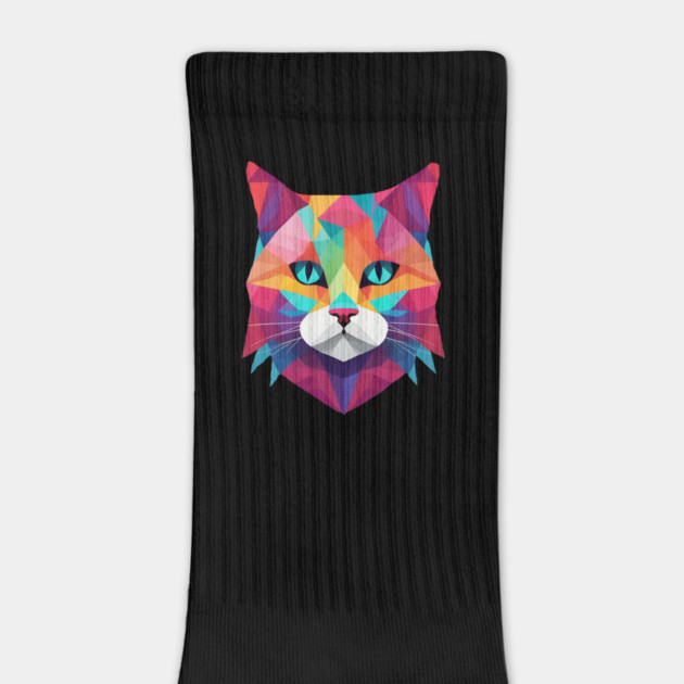 Geometrical Cat, vibrant with blue eyes by BirdsnStuff