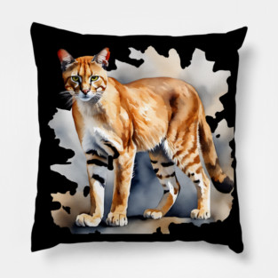 Abstract watercolor of an African Golden Cat Pillow