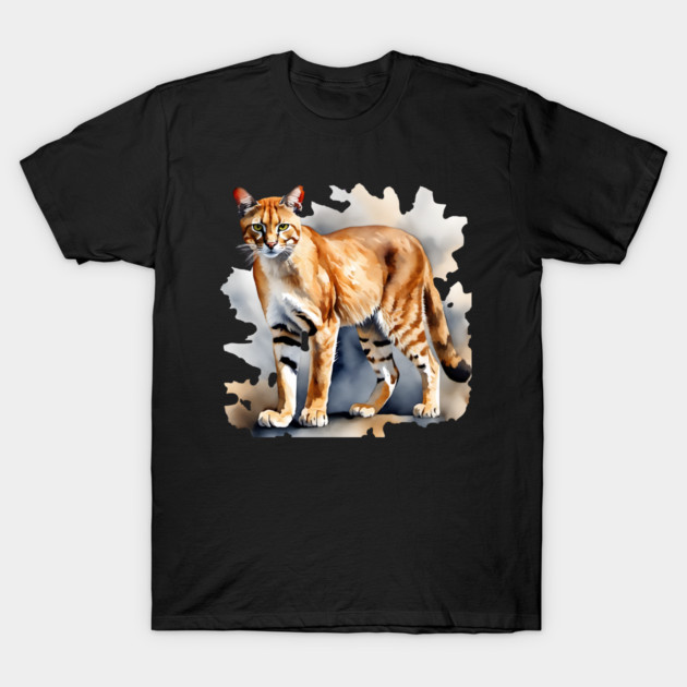 Abstract watercolor of an African Golden Cat T-Shirt by BirdsnStuff