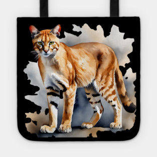 Abstract watercolor of an African Golden Cat Tote