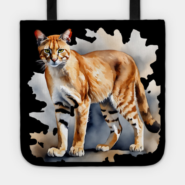 Abstract watercolor of an African Golden Cat Tote by BirdsnStuff