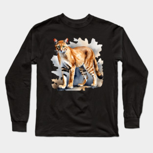 Abstract watercolor of an African Golden Cat Long Sleeve T-Shirt