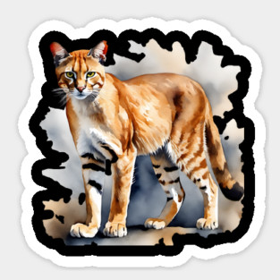 Abstract watercolor of an African Golden Cat Magnet