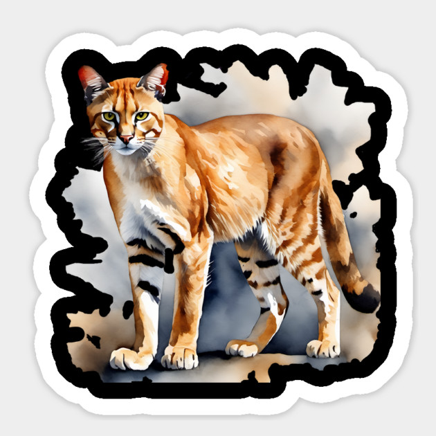 Abstract watercolor of an African Golden Cat Magnet by BirdsnStuff